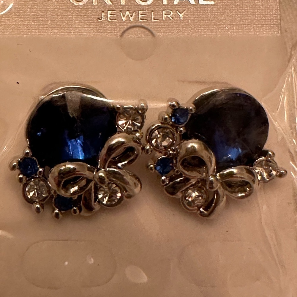 Elegant Silver and Blue Crystal Earrings
